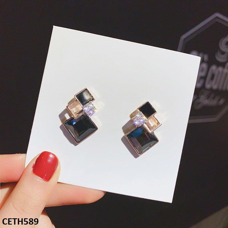 CETH589 YHC Step Rhombus Ear Tops Pair