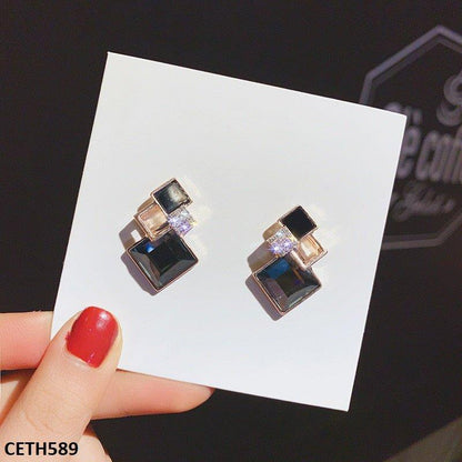 CETH589 YHC Step Rhombus Ear Tops Pair