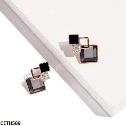CETH589 YHC Step Rhombus Ear Tops Pair