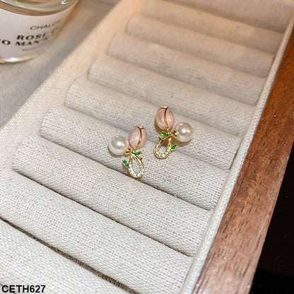 CETH627 LSH Rose Ear Tops Pair