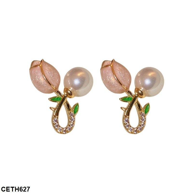 CETH627 LSH Rose Ear Tops Pair