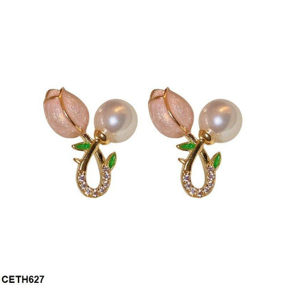 CETH627 LSH Rose Ear Tops Pair
