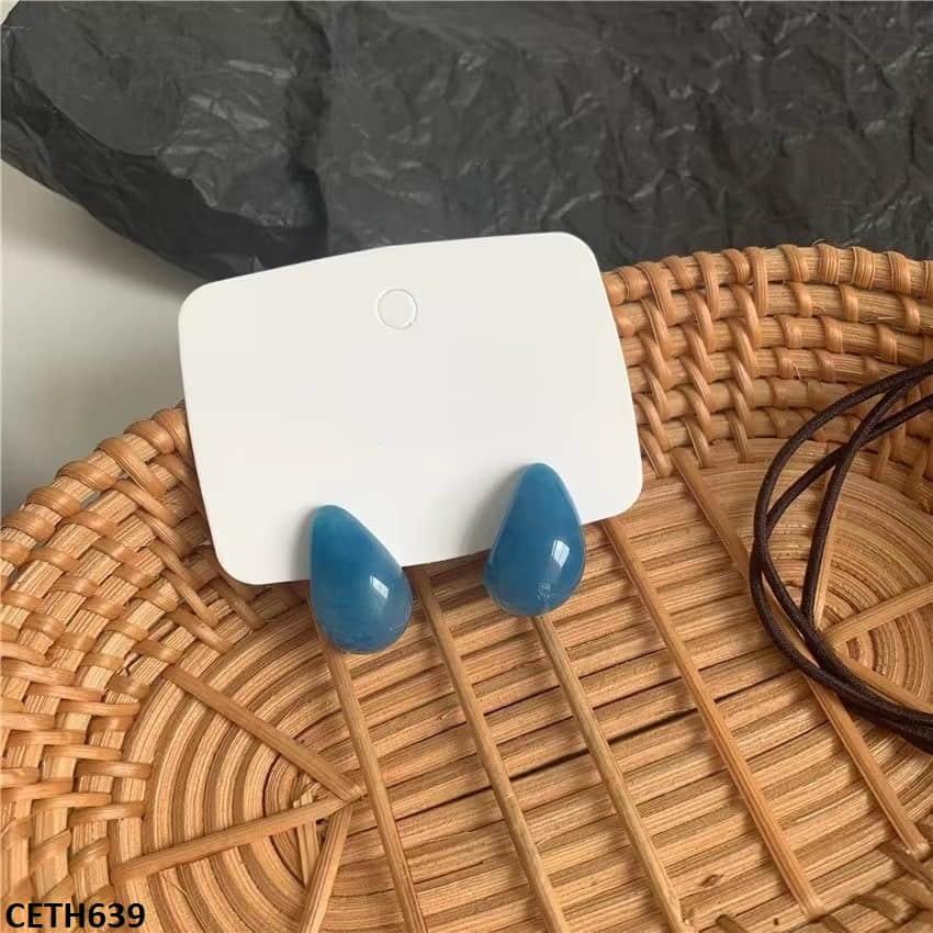 CETH639 BTO Blue Curved Stud Tops Pair