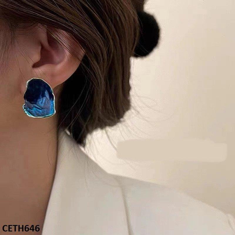 CETH646 BTO Painted Blue Stud Tops Pair