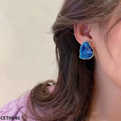 CETH646 BTO Painted Blue Stud Tops Pair