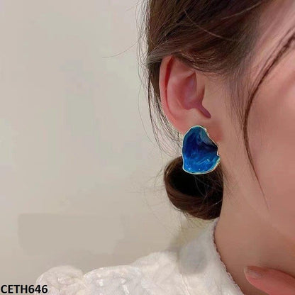 CETH646 BTO Painted Blue Stud Tops Pair