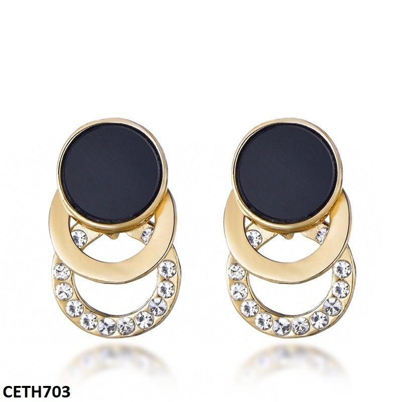 CETH703 ZLX Black Layered Circle Tops Pair