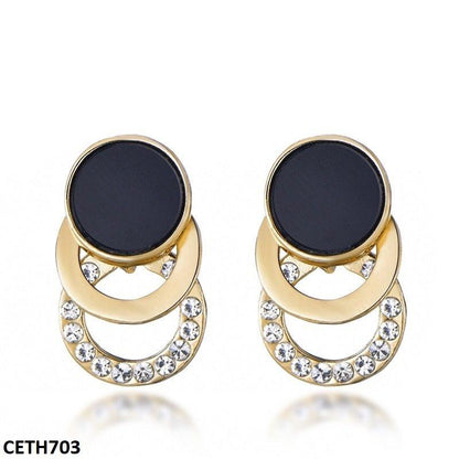 CETH703 ZLX Black Layered Circle Tops Pair