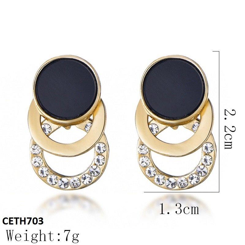 CETH703 ZLX Black Layered Circle Tops Pair