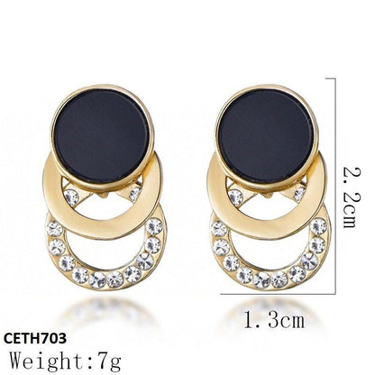 CETH703 ZLX Black Layered Circle Tops Pair