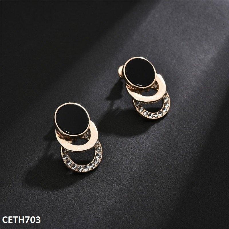 CETH703 ZLX Black Layered Circle Tops Pair
