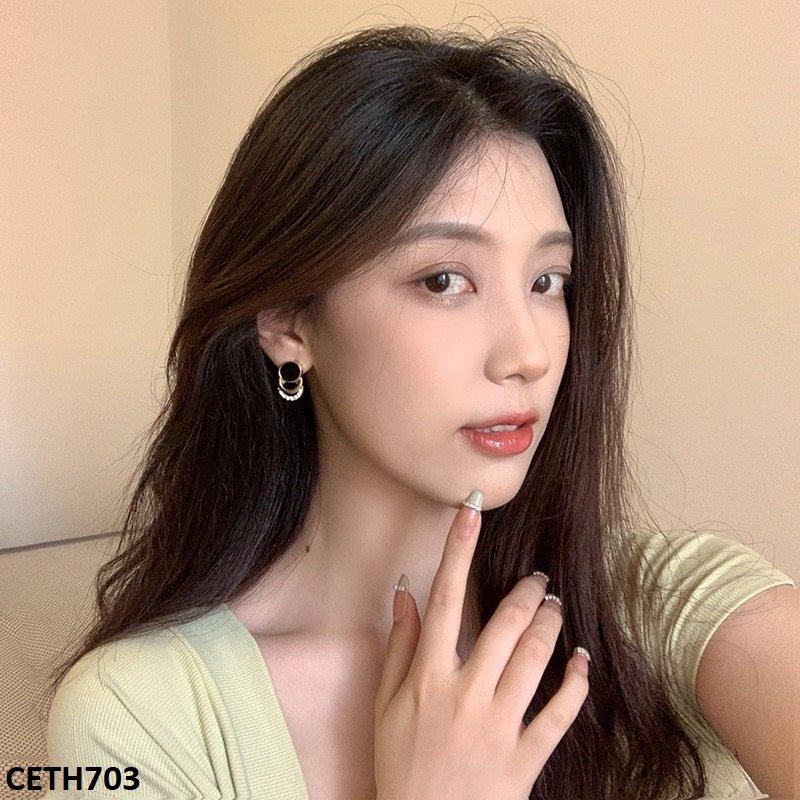 CETH703 ZLX Black Layered Circle Tops Pair