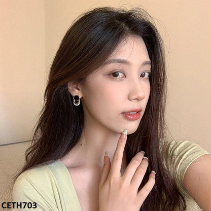 CETH703 ZLX Black Layered Circle Tops Pair