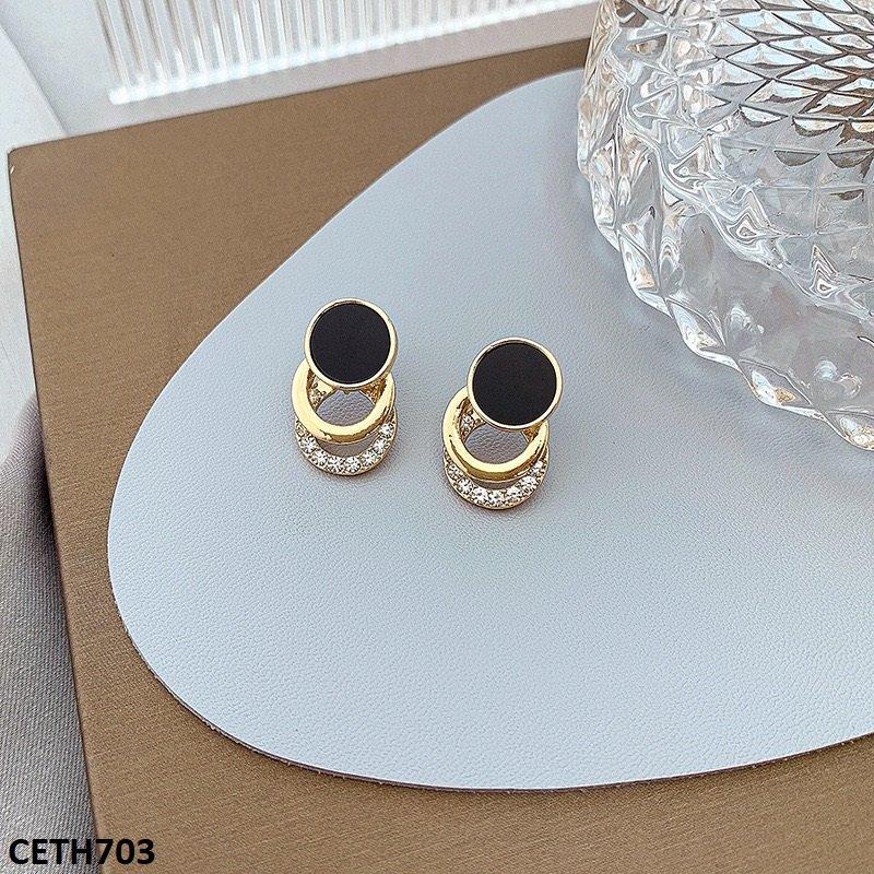 CETH703 ZLX Black Layered Circle Tops Pair