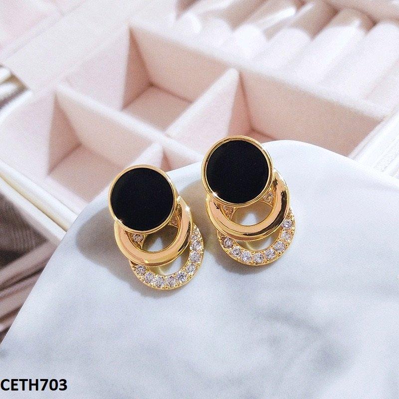 CETH703 ZLX Black Layered Circle Tops Pair