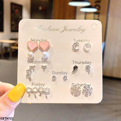 CETH723 YYZ Heart/Moon/Leaf/Bow 7 Pair Tops