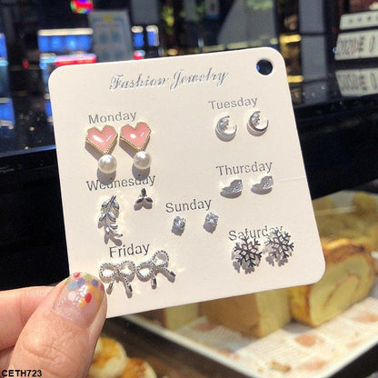 CETH723 YYZ Heart/Moon/Leaf/Bow 7 Pair Tops