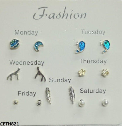 CETH821 LQP Fish/Moon/Star 7 Stud Tops Pair