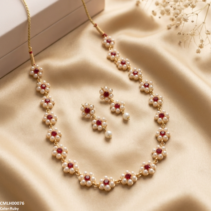 CMLH00076 SDQ Pearl Flower Mala Set