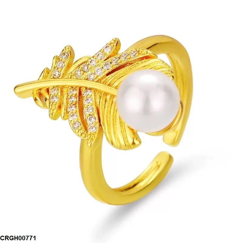 CRGH00771 ZFQ Leaf Pearl Ring Adjustable - CRGH