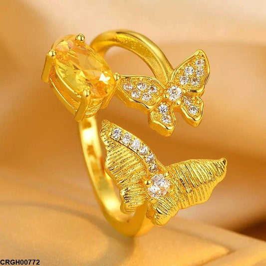 CRGH00772 ZFQ Double Butterfly Stone Ring Adjustable - CRGH