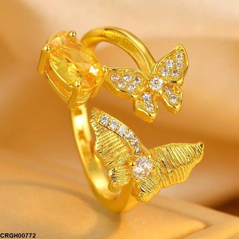 CRGH00772 ZFQ Double Butterfly Stone Ring Adjustable - CRGH