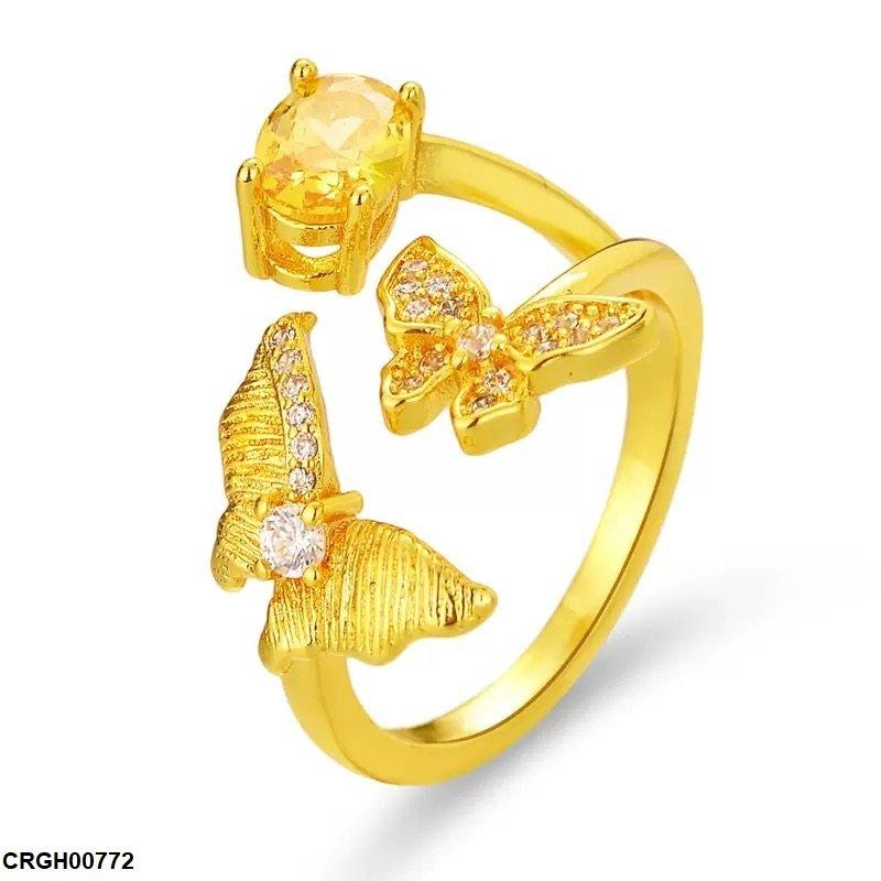 CRGH00772 ZFQ Double Butterfly Stone Ring Adjustable - CRGH