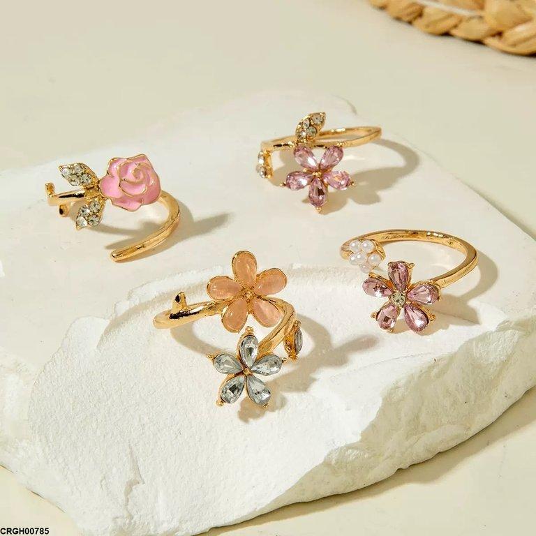 CRGH00785 YYE Flower 4 Midi Rings - CRGH