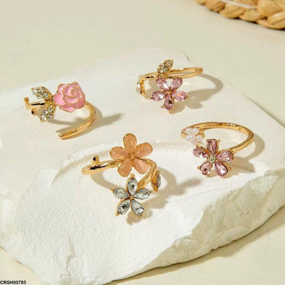 CRGH00785 YYE Flower 4 Midi Rings - CRGH