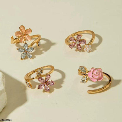 CRGH00785 YYE Flower 4 Midi Rings - CRGH