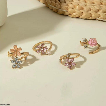 CRGH00785 YYE Flower 4 Midi Rings - CRGH