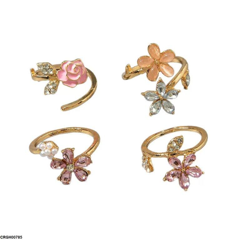 CRGH00785 YYE Flower 4 Midi Rings - CRGH
