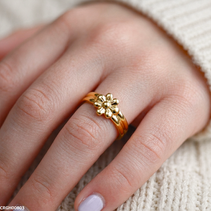 CRGH00803 NMS Stainless Steel Floral Flower Ring Adjustable - CRGH
