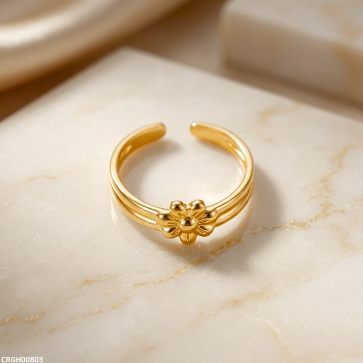 CRGH00803 NMS Stainless Steel Floral Flower Ring Adjustable - CRGH