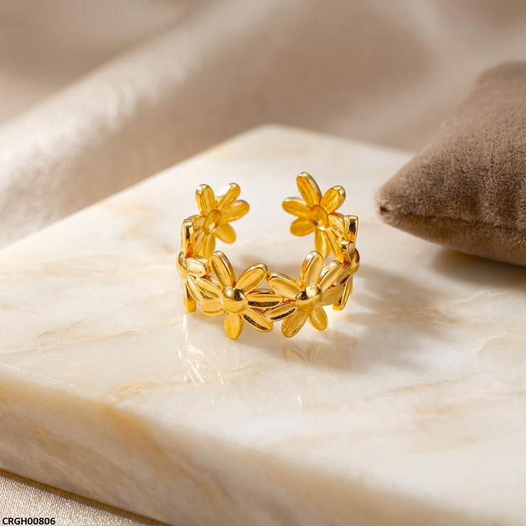 CRGH00806 NMS Stainless Steel Flora Crown Ring Adjustable - CRGH