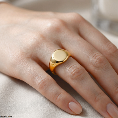 CRGH00808  NMS Stainless Steel Oval Signet Ring Adjustable - CRGH