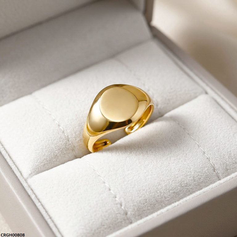 CRGH00808  NMS Stainless Steel Oval Signet Ring Adjustable - CRGH