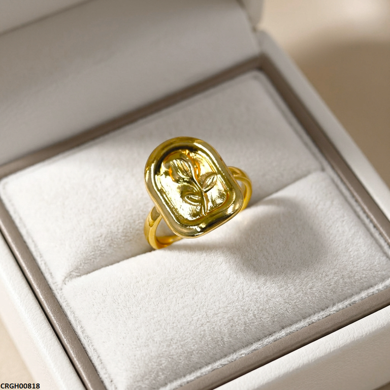 CRGH00818 NMS Stainless Steel Printed Rose Flower Ring Adjustable - CRGH
