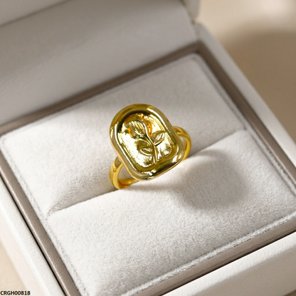 CRGH00818 NMS Stainless Steel Printed Rose Flower Ring Adjustable - CRGH