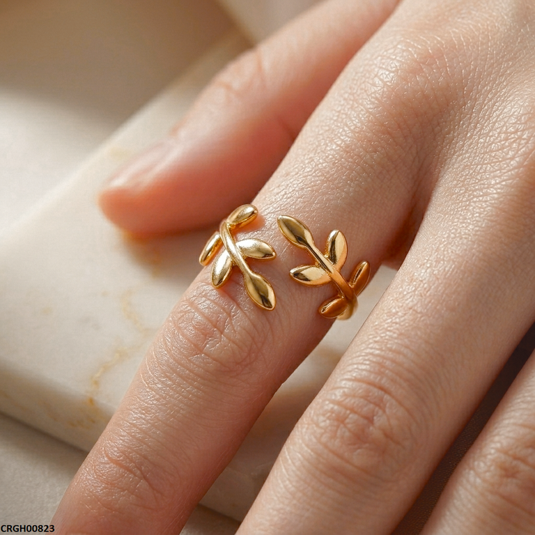 CRGH00823 NMS Stainless Steel Folia Flower Ring Adjustable - CRGH