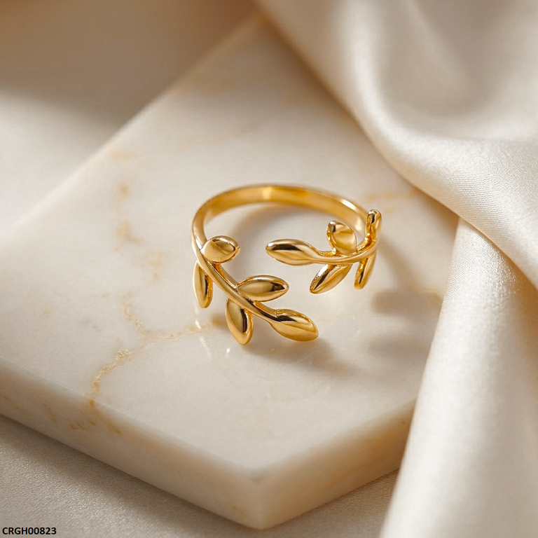 CRGH00823 NMS Stainless Steel Folia Flower Ring Adjustable - CRGH