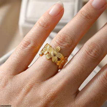CRGH00850 NMS Floral Flower Stainless Steel Ring Adjustable - CRGH