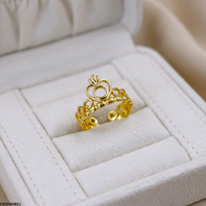 CRGH00861 NMS Heart Crown Stainless Steel Ring Adjustable - CRGH