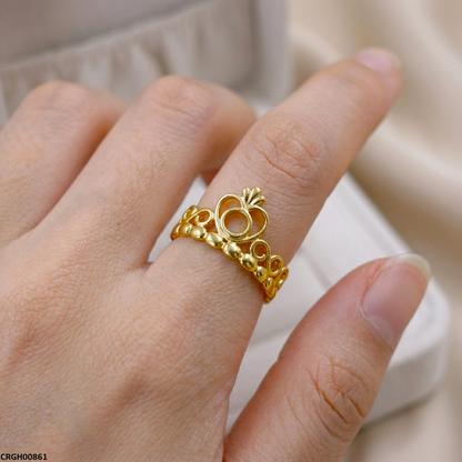 CRGH00861 NMS Heart Crown Stainless Steel Ring Adjustable - CRGH