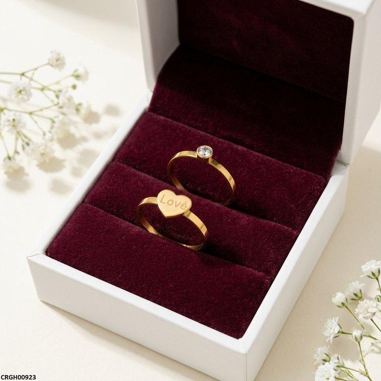CRGH00923 MOX Stainless Steel Heart Couple Ring - CRGH
