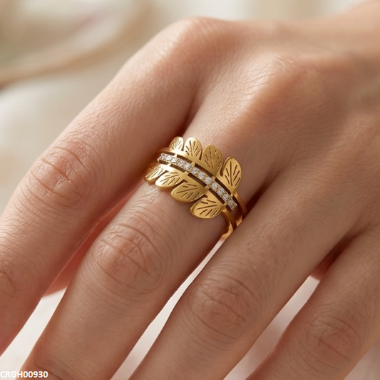 CRGH00930 MOX Stainless Steel Double Leaf Ring - CRGH