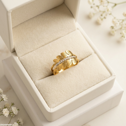 CRGH00930 MOX Stainless Steel Double Leaf Ring - CRGH