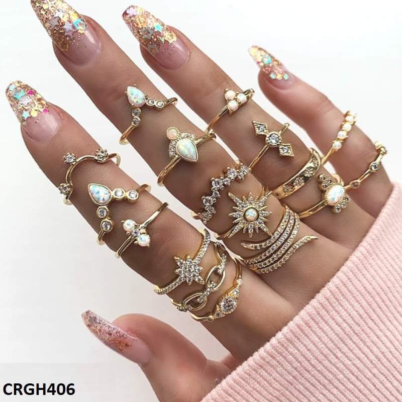 CRGH406 LQP *Star* Zigzag 17 Midi Rings