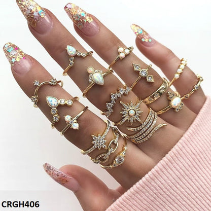 CRGH406 LQP *Star* Zigzag 17 Midi Rings