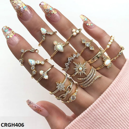 CRGH406 LQP *Star* Zigzag 17 Midi Rings